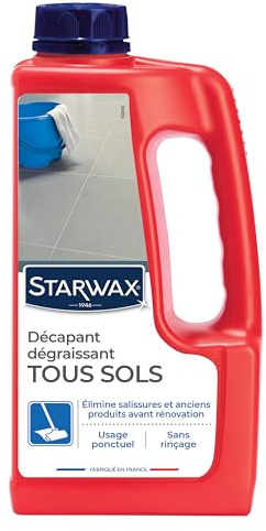 STARWAX - Entffettendes Abbeizmittel - Alle Böden - Fliesen, PVC, versiegelte Parkettböden - Entfernt Verschmutzungen und alte Produkte vor der Renovierung - 1 l - 80 m²