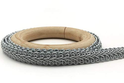 Yalulu 25 Meter Embroidery Braid Twist Fabric Cord Lace Trim Sewing Trimming Edge Craft Decorative Ribbon (Grey)