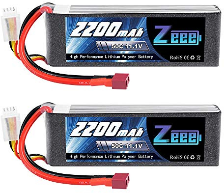 Zeee 3S Lipo Batteria 11,1V 50C 2200mAh Batteria RC con T Spina (2 pezzi)