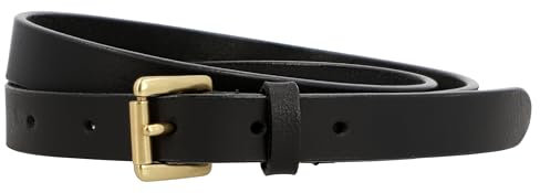 Gusti Gürtel Leder- Sarina Damen schlichter schmaler Ledergürtel mit goldener Schnalle Hüftgürtel Accessoires Schwarz (115)