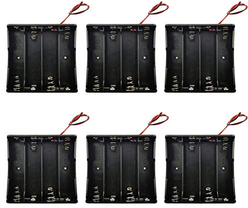 GTIWUNG 6Pcs Porta Batterie 18650, 4 × 3.7V 18650 Custodia 4 slots Battery Clip Holder Batteries Case for 18650 Battery with Connect Lead for Arduino