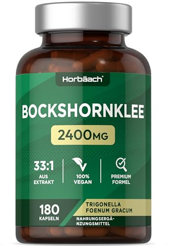 Bockshornklee Kapseln 2400mg | 180 vegane Kapseln | 800mg pro Kapsel | Hochwirksame Saponine | Fenugreek Extrakt | Horbaach