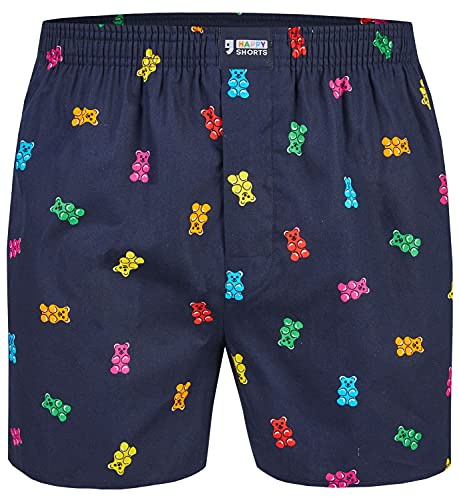 Happy Shorts Calzoncillos tipo bóxer americano para hombre, Pelican, Osos de goma - osos de goma, M