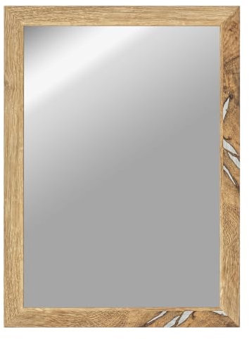CLAMARO 'Vision' Wandspiegel 50x60 cm maßgefertigt | Eiche Altholz | Moderner eckiger Spiegel mit MDF-Holzrahmen, inkl. Metall Aufhänger und Montagematerial (Querformat & Hochformat)