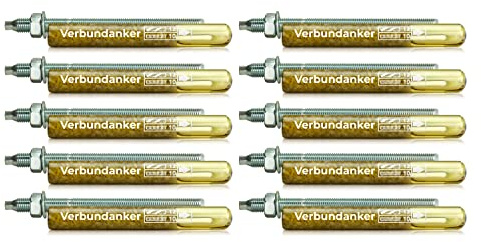 Isolbau Kit d'ancrage composite - Cartouche d'ancrage composite sans styrène V10 + barre d'ancrage galvanisée M10 x 170 - Homologation ETA/ETAG - Lot de 10