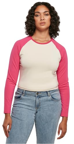 Urban Classics dam Tb5471-ladies Organic Cropped Retro Baseball Longsleeve T-tröja