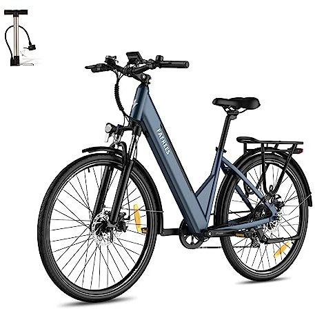 Fafrees F28 Pro e-cykel med app, elcykel 27,5 tum, pedelec ebike män 36 V 14,5 Ah batteri, e-cykel kvinnor 250W 25 km/h, vandringscykel stadscykel för vuxna (guld)