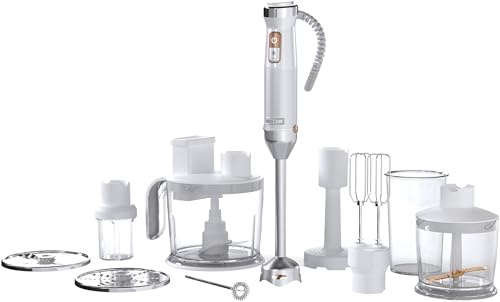 Sencor Mixeur Plongeant Multifonction Ultra-Puissant 10 en 1, 1500W, avec Technologie QuadBlade en Titane, Contrôle de Vitesse Continu, Manche Ergonomique et Accessoires Complets - Blanc [SHB 6551WH]