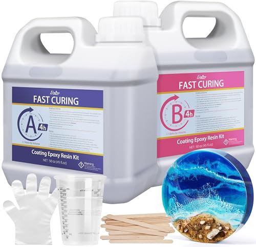 Schnellhärtendes Epoxidharz, 4 Stunden Entformen - 100oz Klares Epoxid Harz mit Härter, Schnell Härtendes Blasenfreies Epoxy Resin zum Untersetzer, Harz Handwerk, Beschichten, Schmuckherstellung, Holz