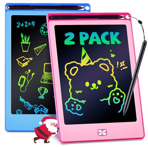 POPERFUN 2 Pack LCD Writing Tablet for Kids, 8.5 Inch Drawing Tablet for Kids Travel Games Activity,Toddlers Toys Learning Board Toys Christmas Stocking Fillers Birthday Gifts for Kid Blue&Pink