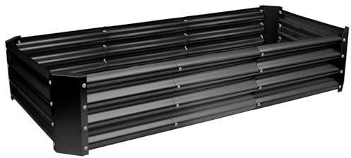 Harbour Housewares Raised Garden Bed - Anthracite - 180 x 90cm - Rectangle - Bottomless Metal Raised Bed Galvanised Steel Planter Box for Growing Outdoor Plants, Vegetables, Flowers and Herbs