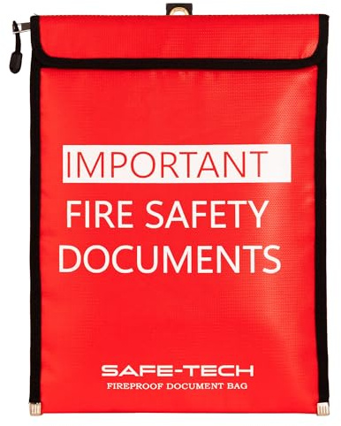 SAFE-TECH Sac à documents ignifuge 1300 °C | Pour certificats légaux, documents de sécurité A4, support ignifuge approuvé par le NHS