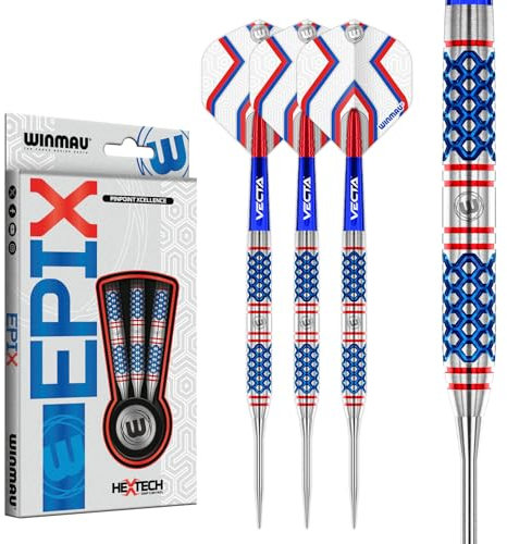 WINMAU Darts Epix 24g 90% Professionella Volfram Stålspets Dartset med Dartflyg och Dartstammar