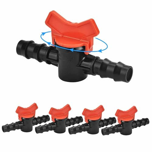 5 PCS Drip Irrigation Switch Valve Shut-Off Straight Hose Stop Aquarium Control Water Garden Hose Connection Plastic Fish Tank Pipe Valve Switch Faucet for Outdoor Garden,10mm