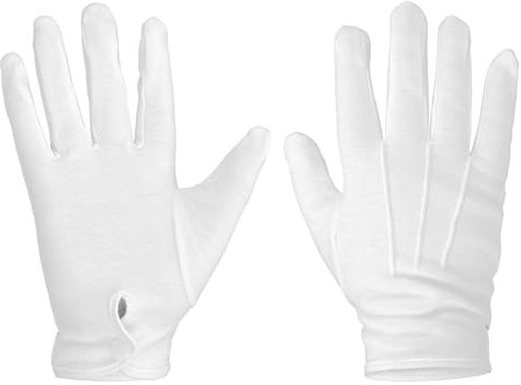 YQQYG 2 Paar Handschuhe, Weiß Cotton Gloves, Baumwollhandschuhe Uniformhandschuhe mit Druckknopfmanschette für Hochzeitsdiener, Formelle Wache, Polizei, Formeller Smoking, Schmuckinspektion