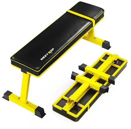 NextRep Foldable Flat Weight Bench - 1300 LB Capacity Heavy Duty Workout Bench for Home Gym, Strength Training Bench Press for Full Body Exercise, Featuring an Innovative Fully Enclosed Steel Base