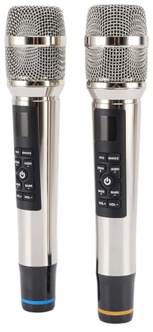 XUMIUZIY Microphone sans Fil Métallique avec Réverbération, Récepteur de Micro Dynamique Professionnel à la Main pour Le Chant Extérieur de Théâtre à Domicile, Conception Ergonomique,