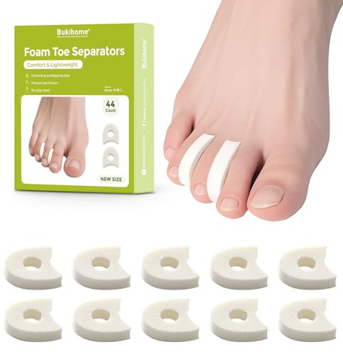 Bukihome 44-Pack Foam Toe Separators – Soft & Breathable Toe Spacers for Women & men, Help Align Overlapping Toes, Relieve Friction & Pressure, Ideal for Daily Comfort
