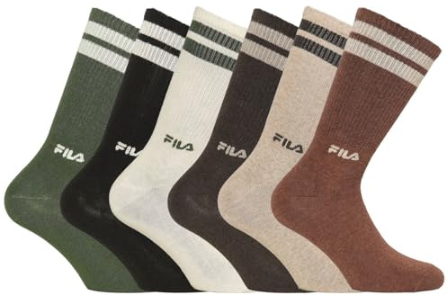 FILA Homme Fi/1/Tenx6/5371 Chaussettes, Noir/Kaki/Blanc/Marron/Camel/Beige, 43-46 EU