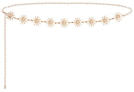 Mikovivi Catena da Vita Sole per Donna, Cintura con Catena Fiore Dorato Elegante Gioiello per Corpo Regalo e Decorazione Abiti Festa in Spiaggia