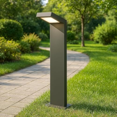 TEKHOME Lampione da Giardino Moderno 10W, Paletto Luce LED Esterno 4000K, IP54 Impermeabile, H580mm, Lampada da Esterno per Vialetti, Cortile, Giardino – Alluminio 954PA-H580 (GRIGIO SCURO)