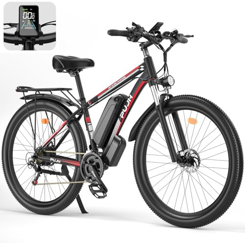 PUJH 2000W Electric Bike for Men Women 48V 17.5Ah Battery, 29'' Fast Ebike,Max 34 mph, up to 80 Miles, Front Suspension Class 3, Snow Off Road Commuter Mountain E-Bike for Adults (Black 29)