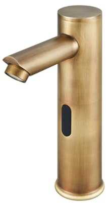 Antique Tall Brass Touchless Basin Tap – Automatic Infrared Sensor Faucet, Hot & Cold Water Mixer for Bathroom Sink (Antique Low)