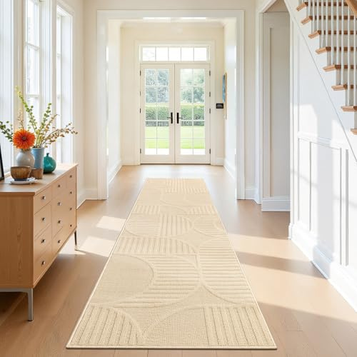 SHACOS Beige Tapis Couloir Long 60x300 cm Antidérapant, Tapis de Passage | Tapis de Couloir Lavable en Machine, Moderne, pour Cuisine, Interieur, Entrée, Buanderie
