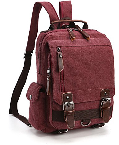 LOSMILE Vintage Rucksack Herren Damen Backpack canvas Daypacks Rucksäcke herrentasche segeltuchtasche Messenger Bag für Arbeit und Schule. (Lila)