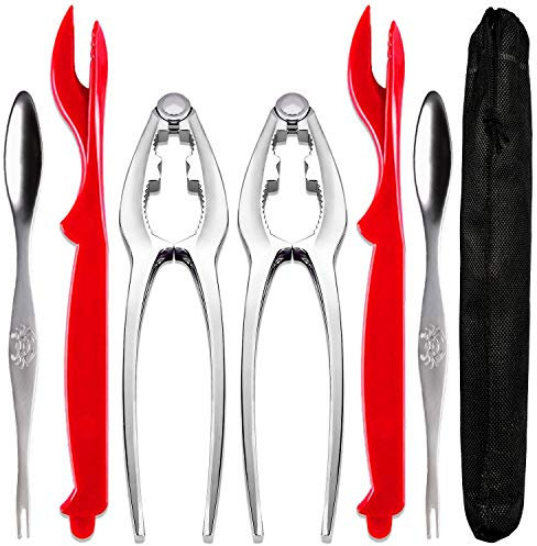 6 PSC Crab Leg Crackers, Crab Crackers and Tools Set with Stainless Steel Seafood Utensils Crackers & Forks Cracker, Shellfish Crackers and Tools for Seafood Boil Party Supplies, Dishwasher Safe
