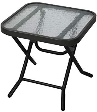 Havnyt Folding Outdoor Side Table Coffee Table Weatherproof Garden Patio Table Metal Black