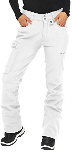 ARCTIX Sarah Fleece-Lined Softshell Pants Pantalon de Neige Femme, Blanc, Medium (8-10) Short