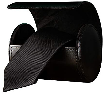 PU Krawattenkasten Krawattenbox für Herren Zylinderform Krawatte Box Krawatte Aufbewahrungskoffer Reise Krawatte Geschenkbox Tragbare Krawattenbox für Geschäftsreisen (Black)