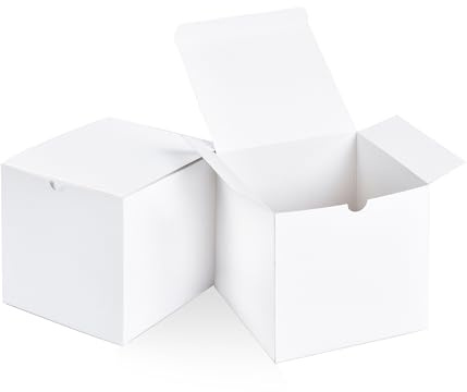 SHIPKEY 10PCS White Gift Boxes with lids 10x10x10cm | Small Cardboard Boxes, Perfect for Party, Wedding, Christmas, Holidays, Birthdays, Gift Wrap, and All Other Occasions (4x4x4inch)