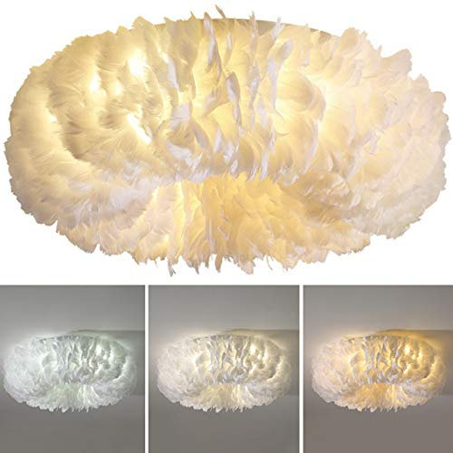 E27 Nordische Kreative Decke Lampe Persönlichkeit Romantische Feder Restaurant Deckenleuchte Wohnzimmer Stoff Deckenlicht Für Kinderzimmer Hängeleuchte Prinzessin Schlafz Zimmer Deckenleuchte,60cm
