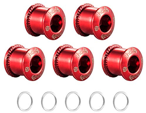 Chooee Singoli/Doppia Bulloni Corona per Bicicletta,M8 Corona Viti per MTB/Bici da Strada, 5 Set Rosso