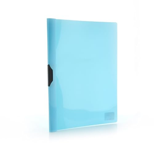 Office Box, Pack 10 Dossier Carpeta Clip It con Pinza de Plástico A4 Colorline con Portada Transparente y Capacidad Hasta 30 Hojas en PP 100% ECO de Colorline. (Azul Claro)