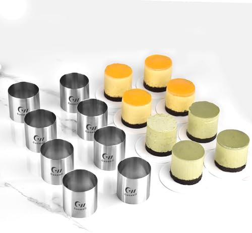 Guowall Anello per Torta in Acciaio Inossidabile, Adatto al congelamento e al Forno, Coppapasta per Torte, 5x5x5cm, 8 unità