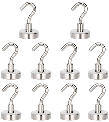 HRLORK 10 Pcs Magnetic Hooks 22Lbs Strong Magnetic Hooks for Cruise Heavy Duty Magnets with Hook for Home and Workplace Hanging Tool, Toolbox, Grill