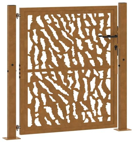 vidaXL Cancello da Giardino 100x100 cm Acciaio Corten Design a Traccia, cancello di Recinzione, cancello Esterno, cancello del Metallo