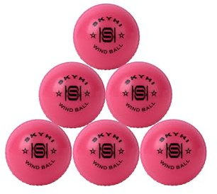 Skyhi Wind Cricket Balls - Soft Practice Training Wind Cricket Balls for Indoor & Outdoor - Soft Practice Training Cricket Ball for Cricket Coaching Bowling Pack of 6 (Pink)