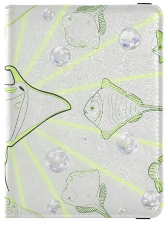 Undermarine Manta Ray Line Porta passaporto impermeabile in pelle verde per viaggio Vaccino Card Holder Cover Combo Copertura per passaporto con blocco RFID per gli uomini Impermeabile