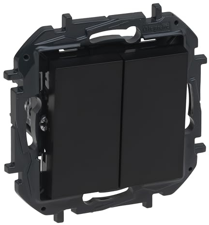 LEGRAND Interruptor o Conmutador Doble componible 10AX para instalación empotrada, Gama Niloé Step, Color Antracita, 398228B