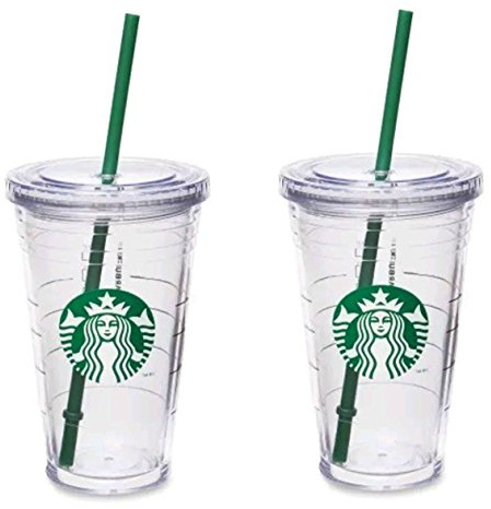 Starbucks, Bicchiere termico grande da viaggio, in acrilico, a doppia parete, 473 ml, set da 2