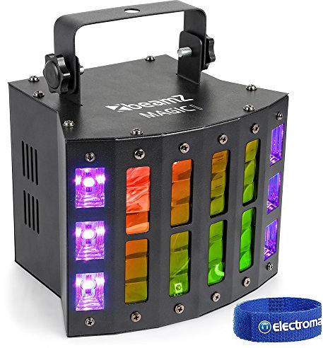 Beamz Magic 1 Derby, 2in1: Derby und Strobe, 9x 3W RGBAWP, Strobe: 6x 1W weiß, 6x 3W UV-LEDs, DMX- oder Standalone-Modus, 7 DMX-Kanäle, vorprogrammierte Programme, schwarz