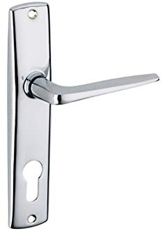THIRARD - Ensemble de Poignées pour Porte Intérieure Ares - Trou de Cylindre - Acier Embouti - Usage Porte d'Entrée - Carré 7 mm - Entr'Axes 165 mm - Finition Chromé - Gris
