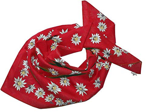 Trachtenhalstuch Trachtentuch Halstuch Edelweiß Trachten Damen Herren Nickituch Edelweißtuch Rot
