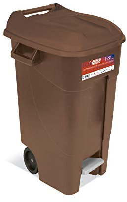 Tayg Contenedor de residuos 120 litros con pedal y monocolor marrón, 443237