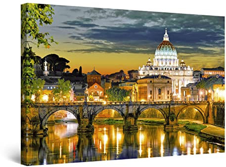 Startonight Quadro su Tela - Roma, Italia - Grandi Quadri Astratti Moderni Stampe Grande per Soggiorno Stampe Incorniciate 80x120 cm, Decorazione Parete, Idea Regalo Elegante Luminoso al Buio