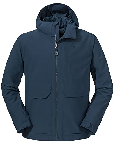 Schöffel Herren Jacket Lausanne M, Funktionsjacke mit Kapuze, wasserdichte, leichte Sommerjacke mit Pack-Away-Tasche, dress blues, 52